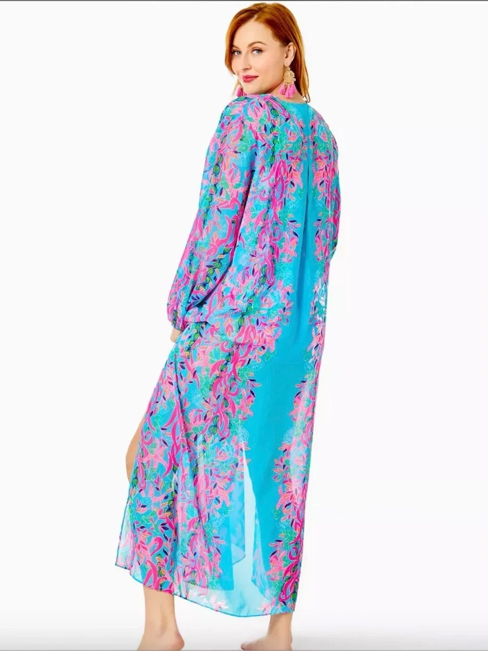 Lilly Pulitzer Frey Maxi cover up Kaftan size S/M turquoise NEW